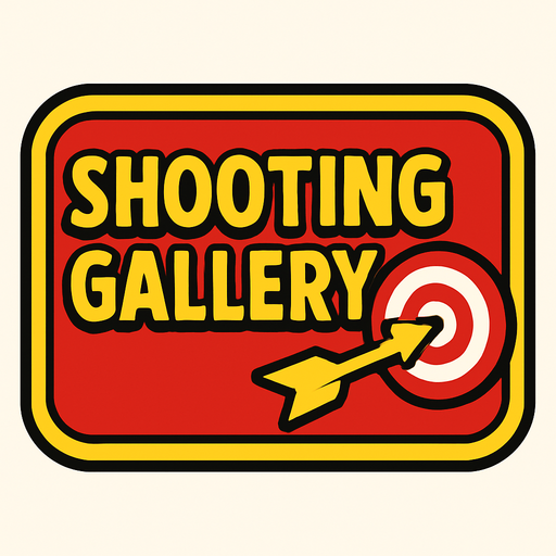 Shooting gallery button.
In-Game asset.  2d.  High contrast.  No shadows