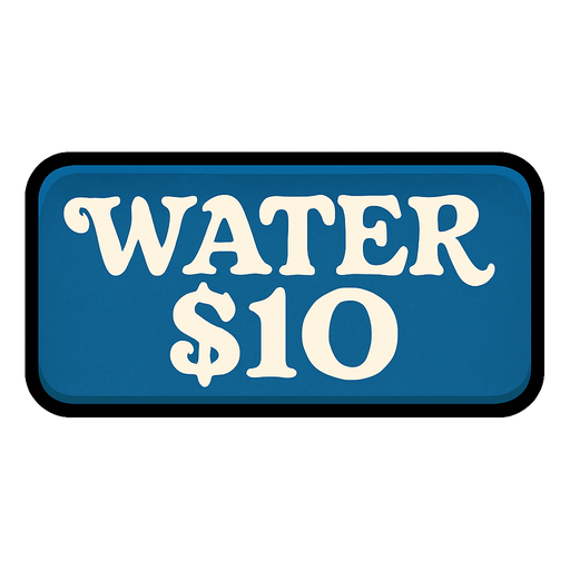 Make button blue and change text to say 'Water $10' in a retro style font