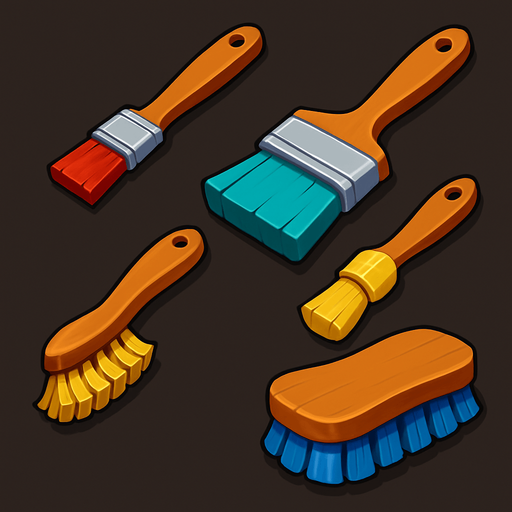 Pack of different brushes.
In-Game asset.  High contrast.  No shadows. 3D