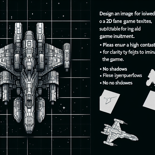 starship yukarıdan bakış 2d oyun için. Single Game Texture. In-Game asset. 2d. Blank background. High contrast. No shadows..
Single Game Texture. In-Game asset. 2d. Blank background. High contrast. No shadows.