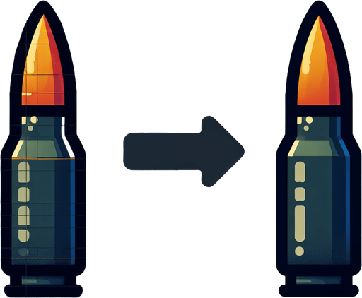 Bullet.
Single Game Texture. In-Game asset. 2d. Blank background. High contrast. No shadows.
