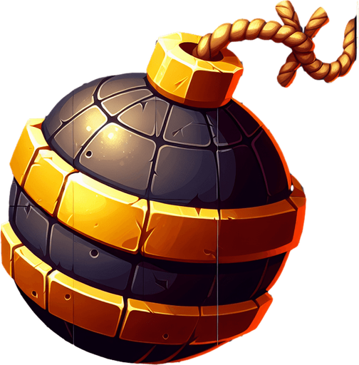 Bomb for pop game.
Single Game Texture. In-Game asset. 2d. Blank background. High contrast. No shadows.