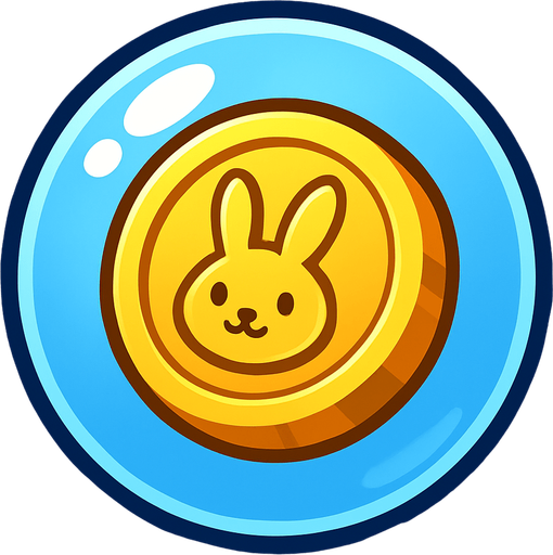 a bubble with a bunny gold coin inside.
In-Game asset.  2d.  High contrast.  No shadows