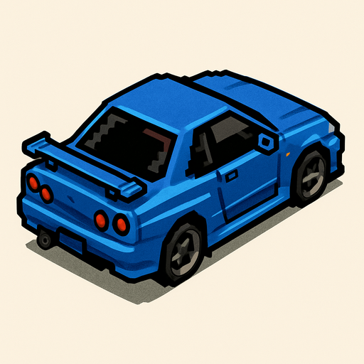 nissan gtr r34, seen from rear right

Top-down, gta2, Single Game Texture. In-Game asset. 2d. Blank background. High contrast. No shadows.isometric