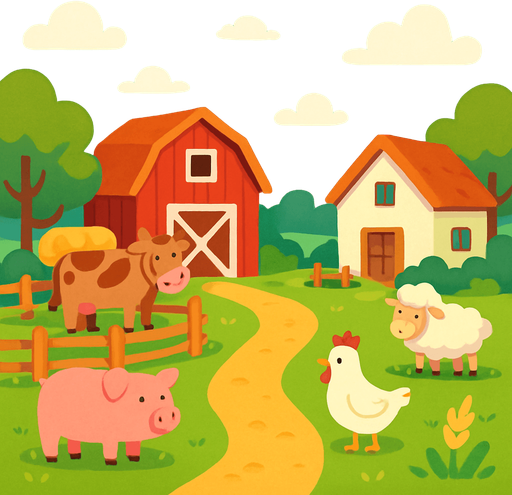 Simple Casual game background animal farm.