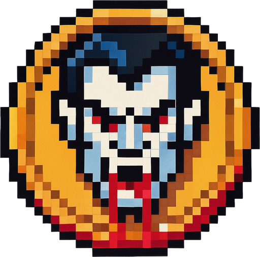 vampire blody coin pixel.
In-Game asset.  2d.  High contrast.  No shadows