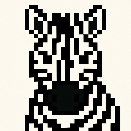 Zebra pixel.
In-Game asset.  2d.  High contrast.  No shadows