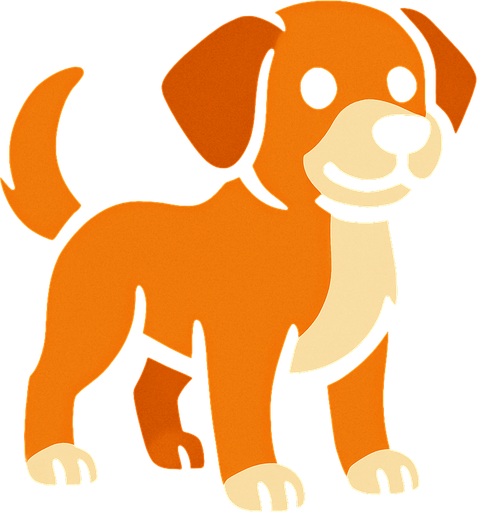 dog with black background.
In-Game asset.  2d.  High contrast.  No shadows