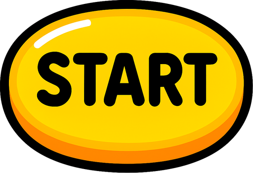 Start butonu sarı parlak.
In-Game asset.  2d.  High contrast.  No shadows