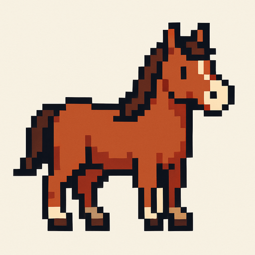 Horse pixel.
In-Game asset.  2d.  High contrast.  No shadows