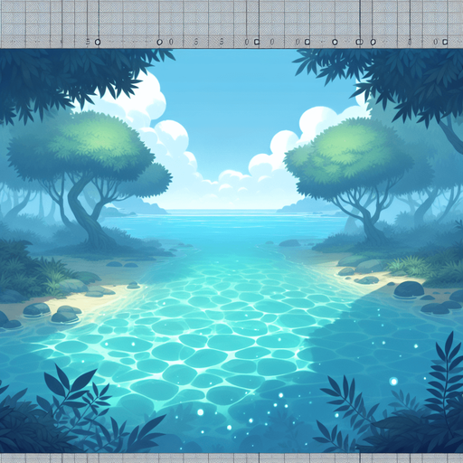 underwater view of empty lake.
Single Game Texture.  In-Game asset.  2d.  Blank background.  High contrast.  No shadows