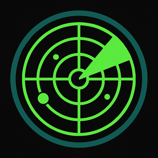Rango circular de un radar.
In-Game asset.  2d.  High contrast.  No shadows