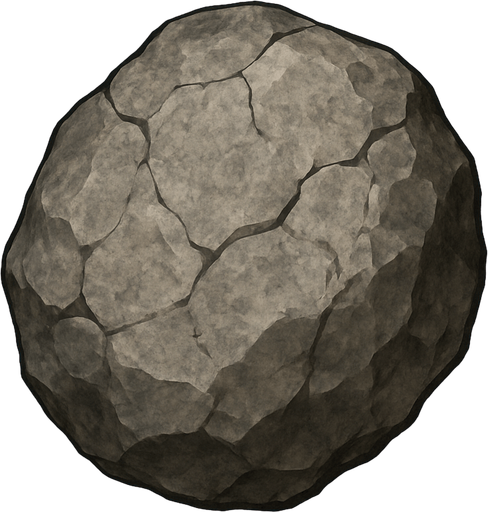 Pedrada, algo realista.
In-Game asset.  2d.  High contrast.  No shadows