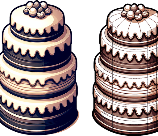 gâteau.
Single Game Texture.  In-Game asset.  2d.  Blank background.  High contrast.  No shadows