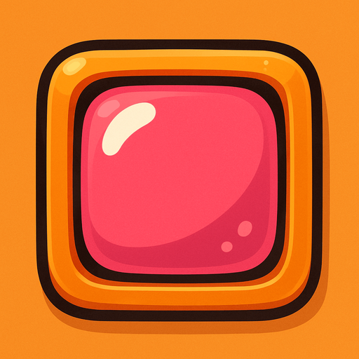 Cute button. Just square 
In-Game asset.  2d.  High contrast.