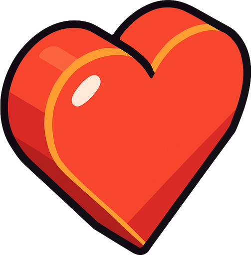 a delicious looking isometric heart icon drawn as a 2D illustration for a cute mobile game.
In-Game asset.  2d.  High contrast.  No shadows.
In-Game asset.  2d.  High contrast.  No shadows