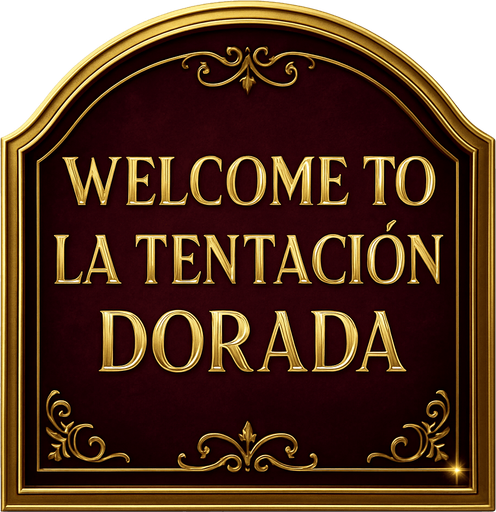 Crea un asset visual para un banner de bienvenida arqueado de casino de lujo.

Diseño:

Forma de arco elegante.

Texto central: 'WELCOME TO LA TENTACIÓN DORADA' (o 'WELCOME, HIGH ROLLER').

Tipografía de casino elegante, mayúsculas.

Fondo del arco: Negro, rojo burdeos o azul medianoche profundo (pulido/terciopelo).

Texto y borde: Dorado o plateado brillante (metálico).

Detalles: Filigranas doradas sutiles, brillos.

Efecto: Ligero relieve y resplandor.

Fondo transparente.

Objetivo: Bienvenida opulenta y exclusiva..
In-Game asset.  2d.  High contrast.  No shadows