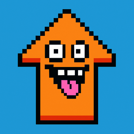 Create Arrow with silly face pixel art.
In-Game asset.  2d.  High contrast.  No shadows