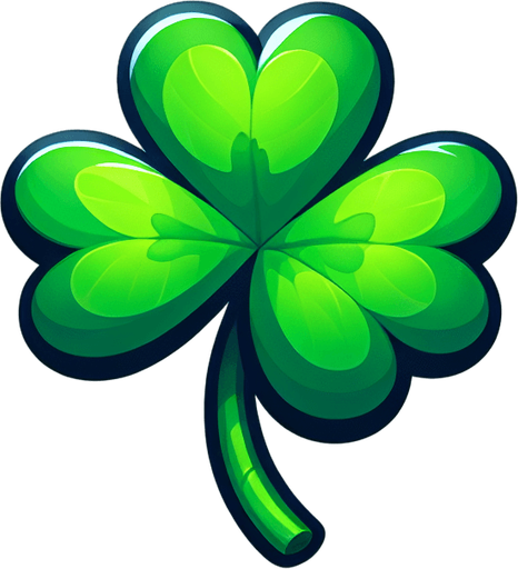 One Clover.
Single Game Texture.  In-Game asset.  2d.  Blank background.  High contrast.  No shadows