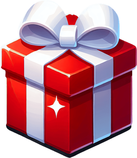 a white christmas present with red wrapper. Single Game Texture. In-Game asset. 2d. Blank background. High contrast. No shadows.