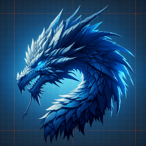 blue lighting dragon head.
Single Game Texture.  In-Game asset.  2d.  Blank background.  High contrast.  No shadows