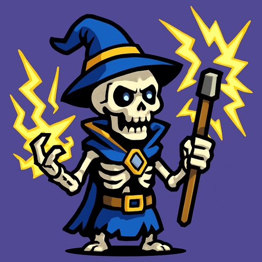 Iskeleten Elektirik buycusu.
In-Game asset.  2d.  High contrast.  No shadows