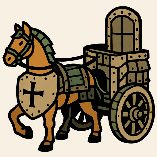 Kalkanlı Savaş Arabası.
In-Game asset.  2d.  High contrast.  No shadows