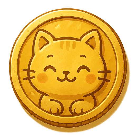 Golden coin with cute catface