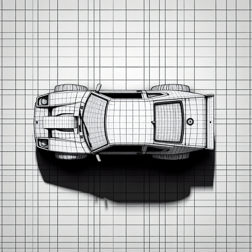 A car that looking upwards..
Single Game Texture. In-Game asset. 2d. Blank background. High contrast. No shadows.