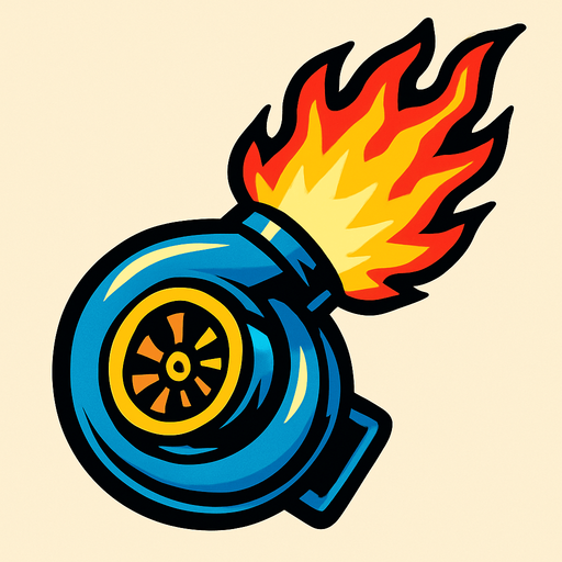 un propulsor turbo de carreras que expulse fuego con perspectiva hacia arriba
In-Game asset.  2d.  High contrast.  No shadows
