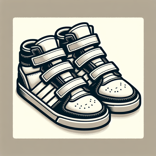 Velcro sneakers.
Single Game Texture.  In-Game asset.  2d.  Blank background.  High contrast.  No shadows
