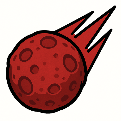 red meteor mall no flame effect.
In-Game asset.  2d.  High contrast.  No shadows