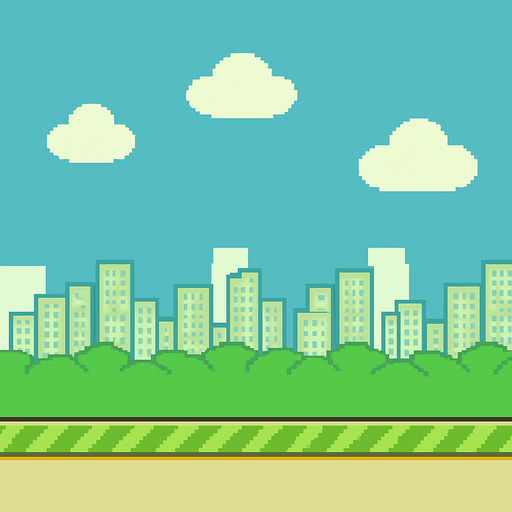 copy background of flappy bird game.
In-Game asset.  2d.  High contrast.  No shadows