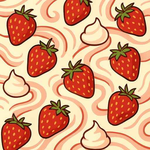 Fond d'écran crème a la fraise.
In-Game asset.  2d.  High contrast.  No shadows