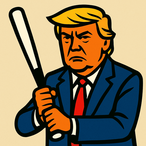 donald trump con bate de beisbol.
In-Game asset.  2d.  High contrast.  No shadows