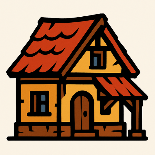 village house.
In-Game asset.  2d.  High contrast.  No shadows