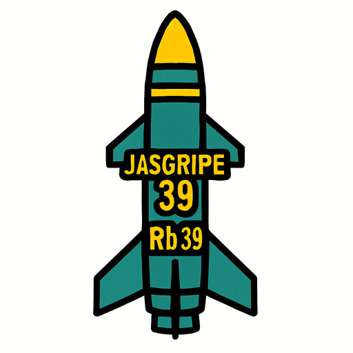Jasgripe 39 riktad upp.
In-Game asset.  2d.  High contrast.  No shadows