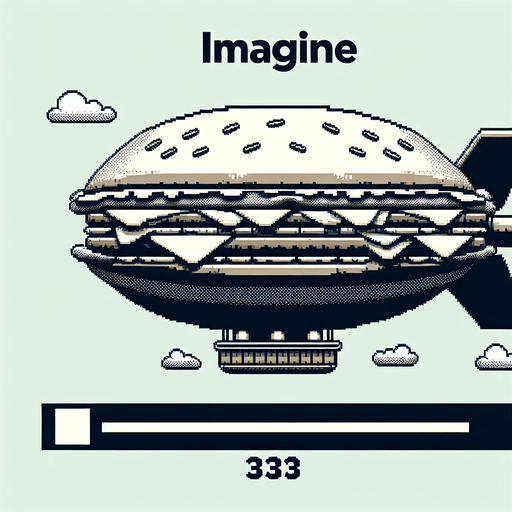 an evil burger airship.
Single Game Texture. In-Game asset. 2d. Blank background. High contrast. No shadows. 8bit