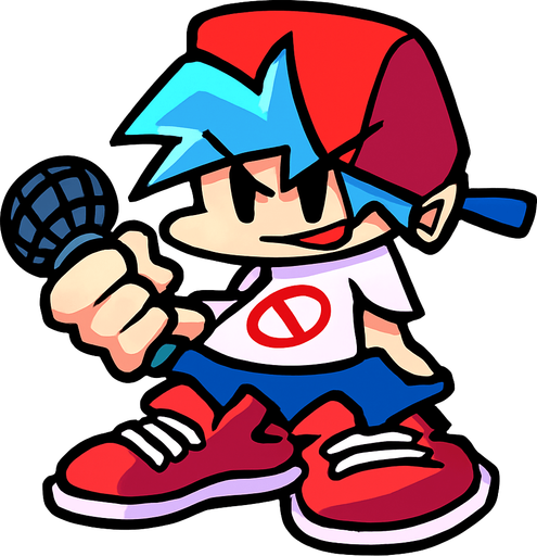 FNF bf.
In-Game asset.  2d.  High contrast.  No shadows