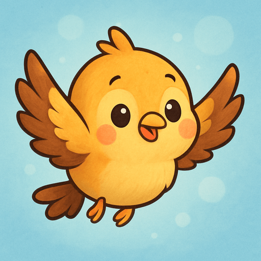 cute lil bird flying cartoon style