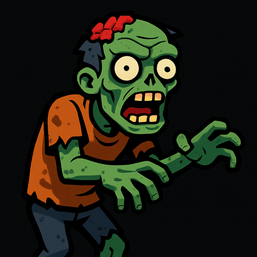 Un zombie.
In-Game asset.  2d.  High contrast.  No shadows