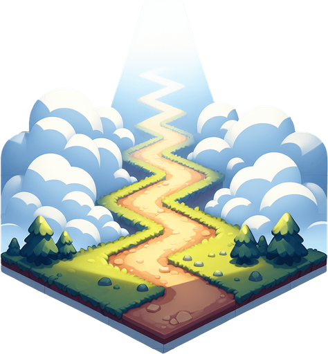 A path.
Single Game Texture.  In-Game asset.  2d.  Blank background.  High contrast.  No shadows