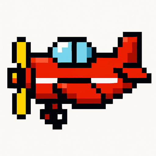 8bit player aeroplane.
In-Game asset.  2d.  High contrast.  No shadows