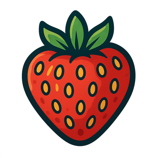 Strawberry.
Single Game Texture.  In-Game asset.  2d.  Blank background.  High contrast.  No shadows