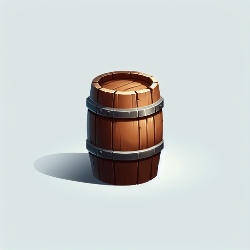 Barrel.
Single Game Texture. In-Game asset. 2d. Blank background. High contrast. No shadows.