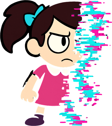 Little pibby glitch.
In-Game asset.  2d.  High contrast.  No shadows