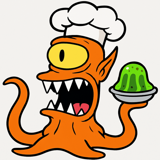 Make my character orange, have a chef's hat and make him hold some Alien Jelly