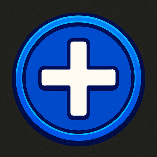 Un boton azul fuerte tipo Casino que diga "+".
In-Game asset.  2d.  High contrast.  No shadows