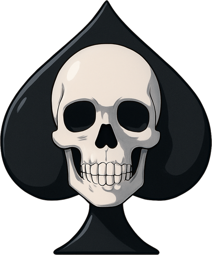 Just the spade with a skull in the center of it. Anime style.