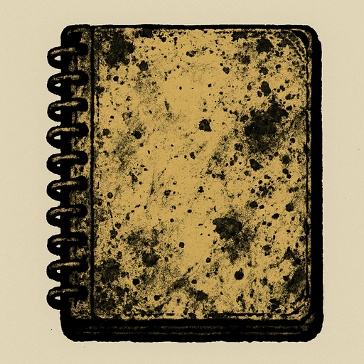 A dirty notebook like it was in a abandoned school.
In-Game asset.  2d.  High contrast.  No shadows